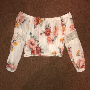 forever 21 floral off the shoulder crop top